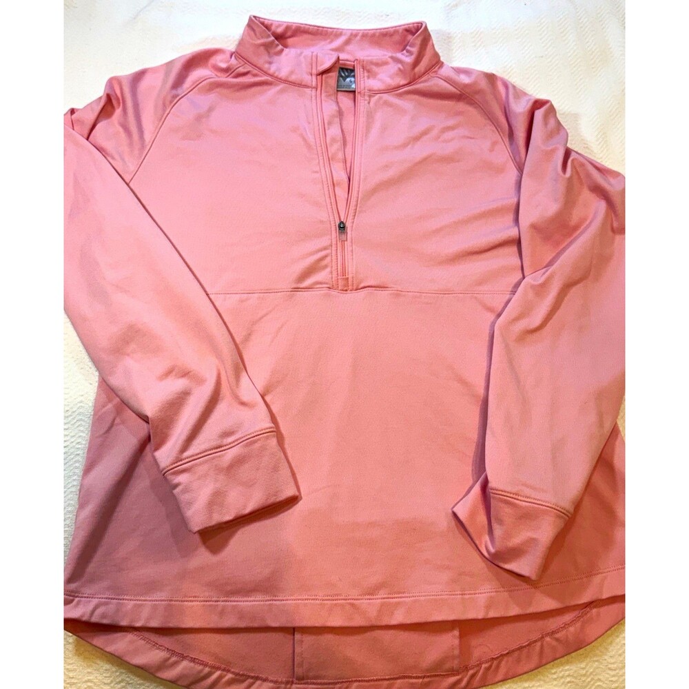 Levelwear Women's 1/4 Zip Pullover Top Mock Neck Pockets Stretch Pink L